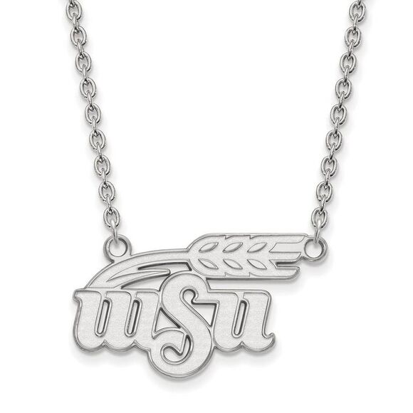 10k White Gold Wichita State Large Pendant Necklace - Picture 1 of 4